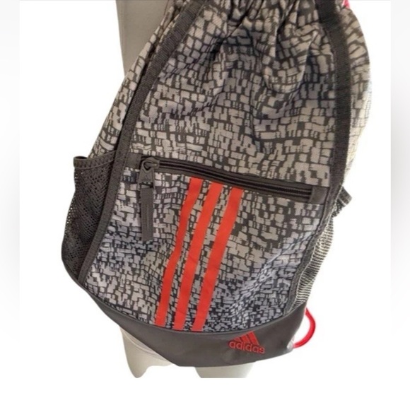 Adidas Alliance II Sackpack 3 Stripe Neon Pink/Gray/Silver String Backpack - Picture 4 of 11
